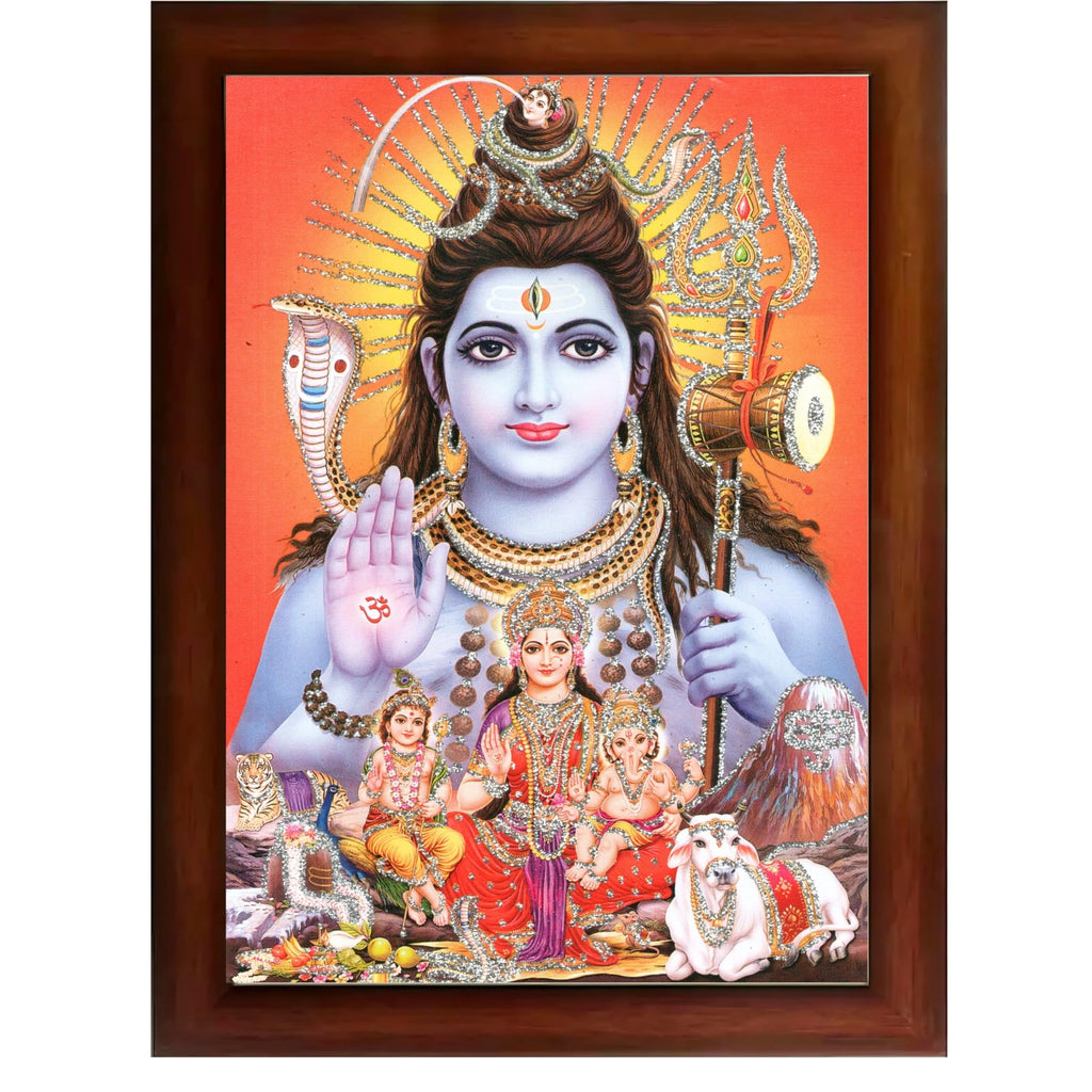 CRAFT QUEST God Shiv Ji Shiva Wall Painting | Premium Framed Hindu God Wall Art | Spiritual Mahadev Poster for Living Room, Bedroom, Office, Meditation, Pooja & Temple Décor Item |