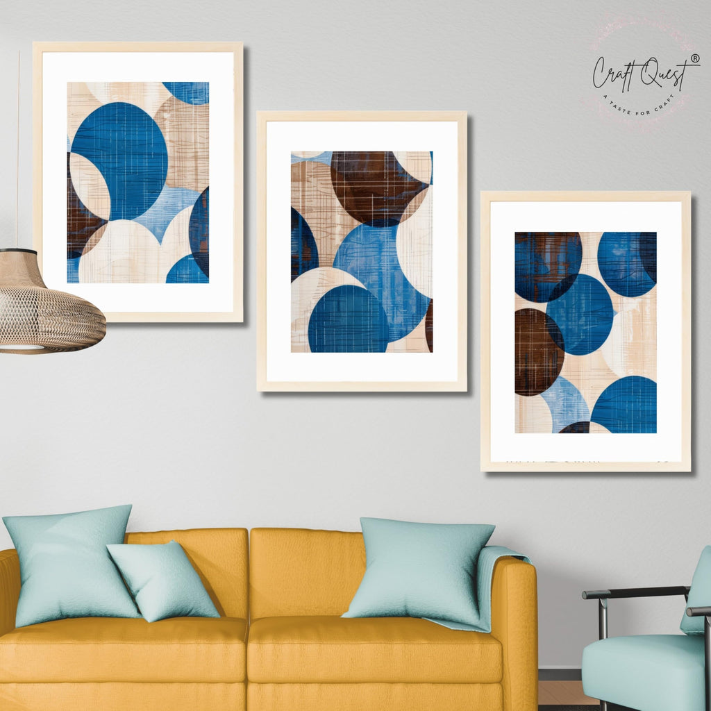 CRAFT QUEST Wall Art Decor Paintings | Set of 3 Abstract Wall Art Frames for Home Decoration | Ideal for Living Room, Bedroom & Office