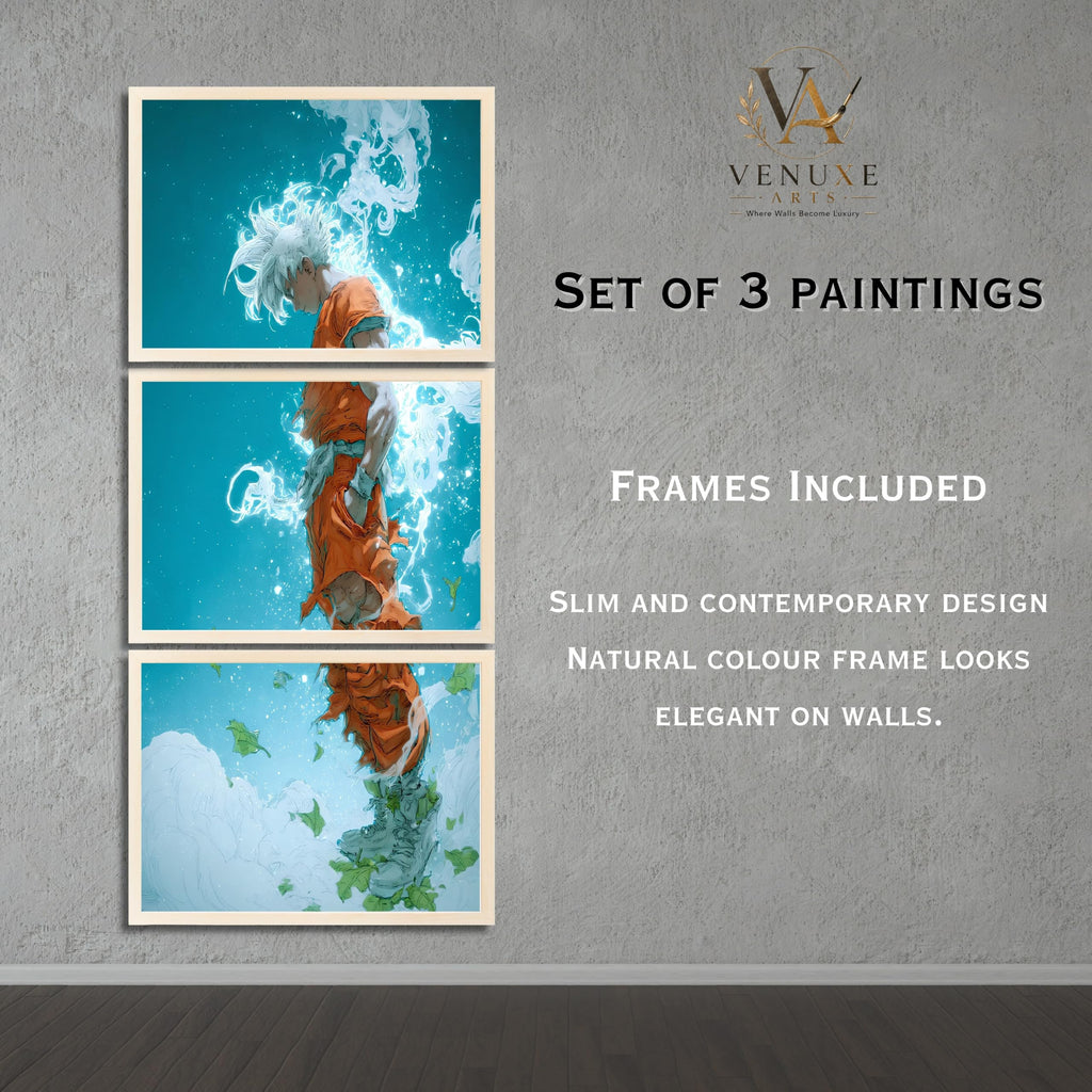 VENUXE ARTS Set Of 3 Anime Characters Wall Framed |Anime Characters Framed Poster for Living Room Bedroom Gaming Room Studio Wall Decor