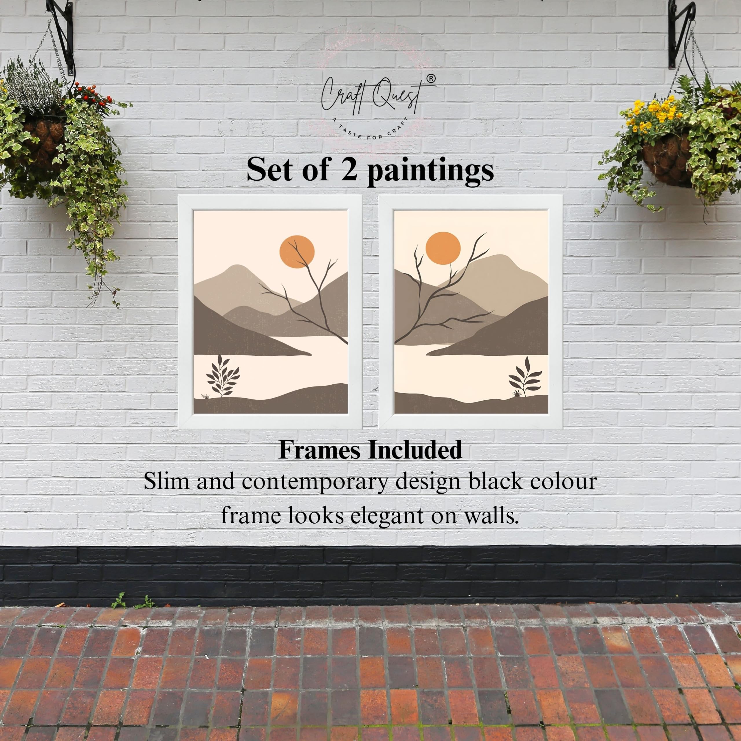 CRAFT QUEST Set of 2 piece Wall Art poster Frame Painting for Wall Decoration With Acrylic Glass, living room, Home, Office