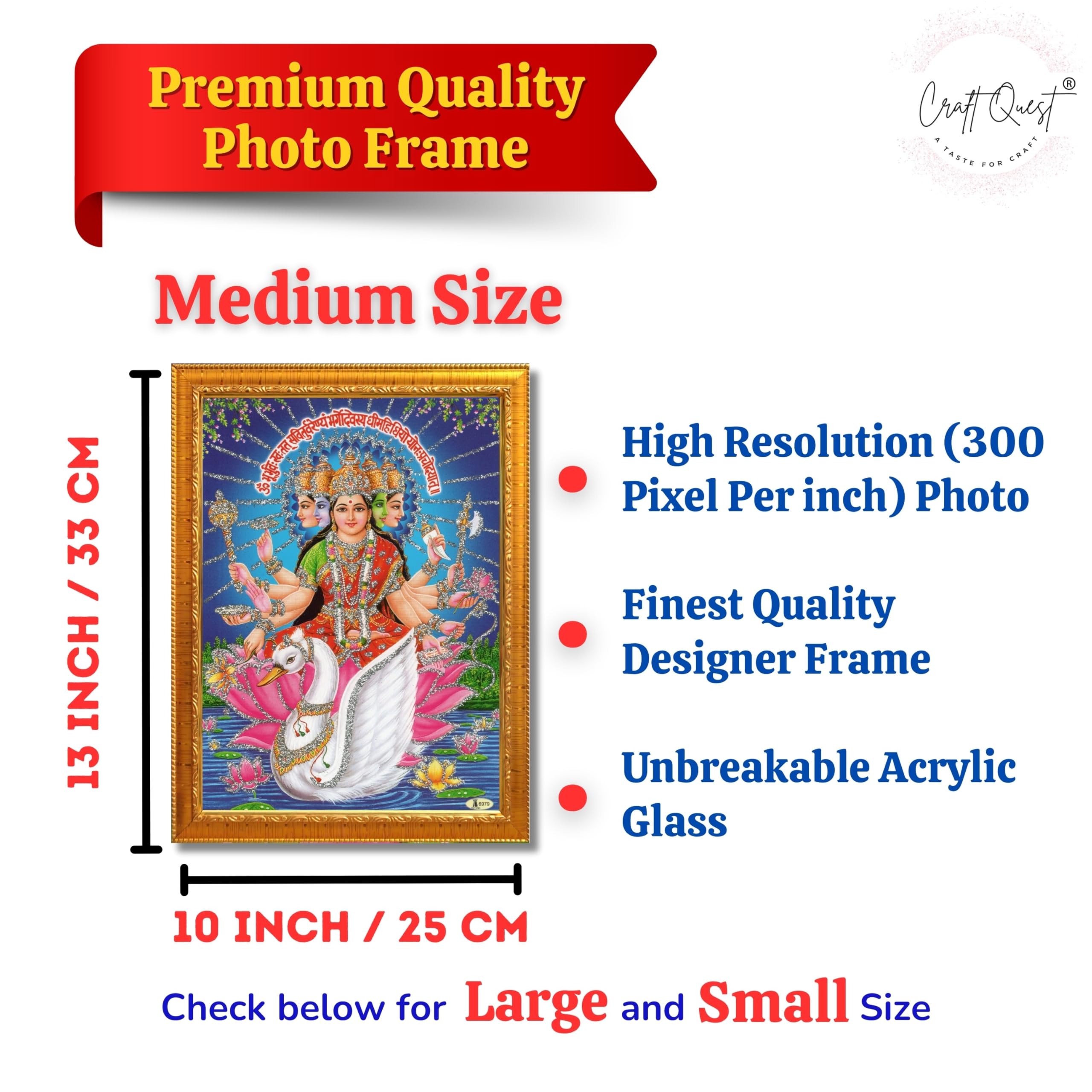 CRAFT QUEST Gayatri Mata Gayatridevi Wall Painting Framed Home Decor Items