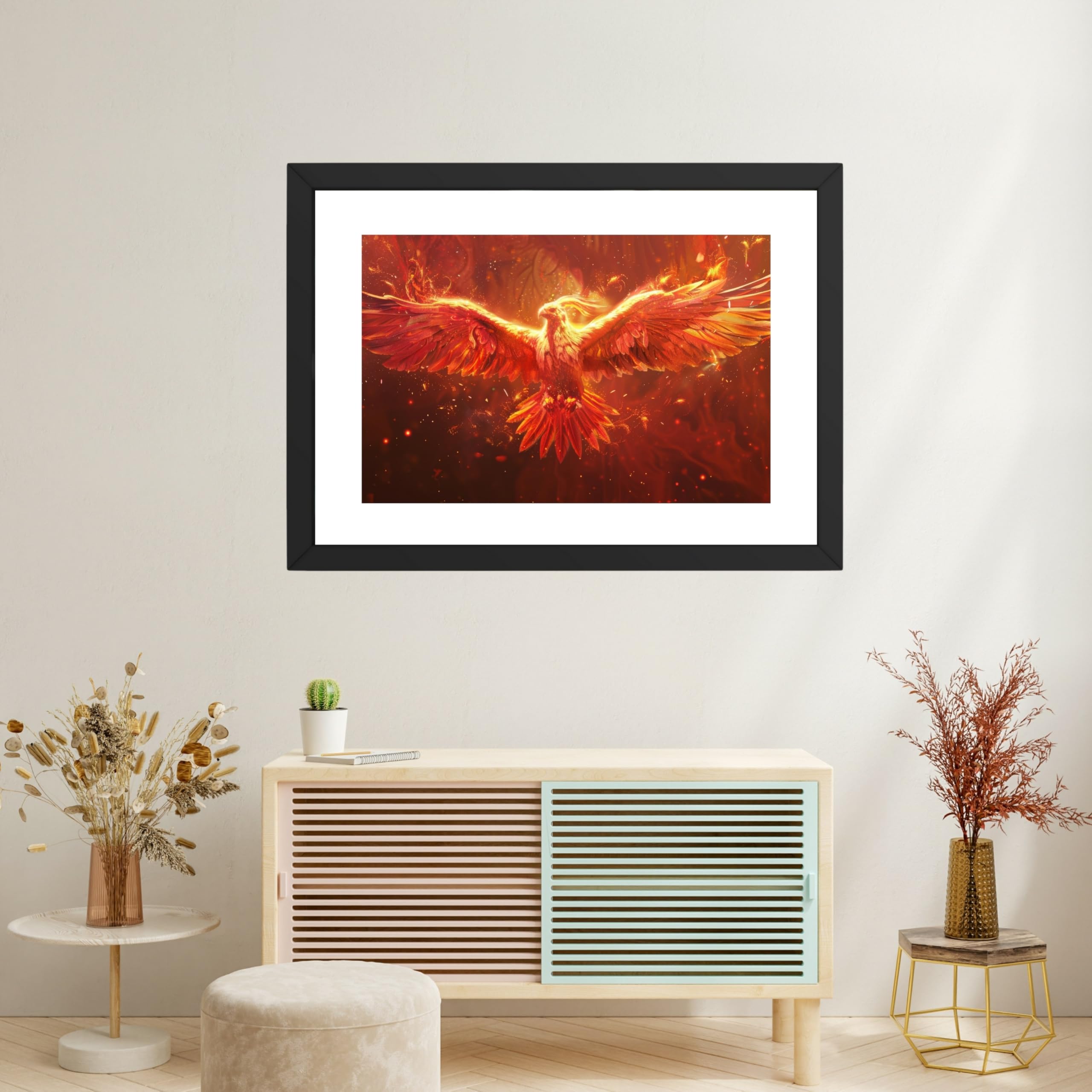 CRAFT QUEST Phoenix Bird Painting – Rising Phoenix Vastu Wall Art – Wall Decoration – Positive Energy Painting for Success, Growth & Spiritual Inspiration