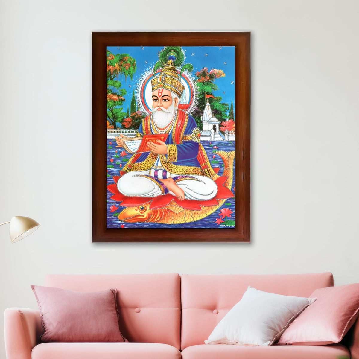 CRAFT QUEST Sindhi Lord Jhulelal/lal Sai Vishnu Avtar/Sindhi God Religious Golden Photo Frame For Mandir And Wall Decor | Best Gifting Option |