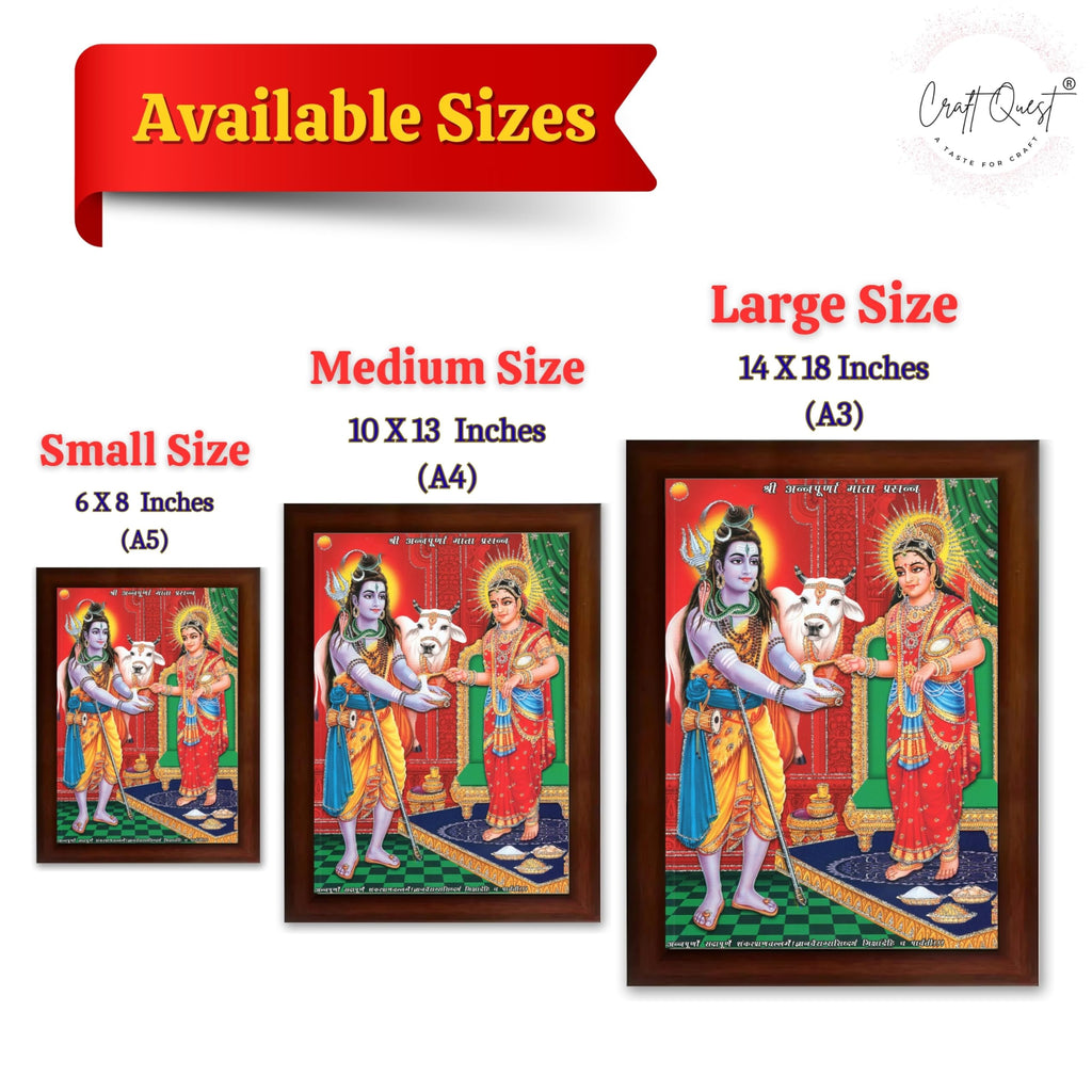 CRAFT QUEST Shiva & Maa Annapurna devi sitting on throne photo frame with Acrylic Glass for Kitchen