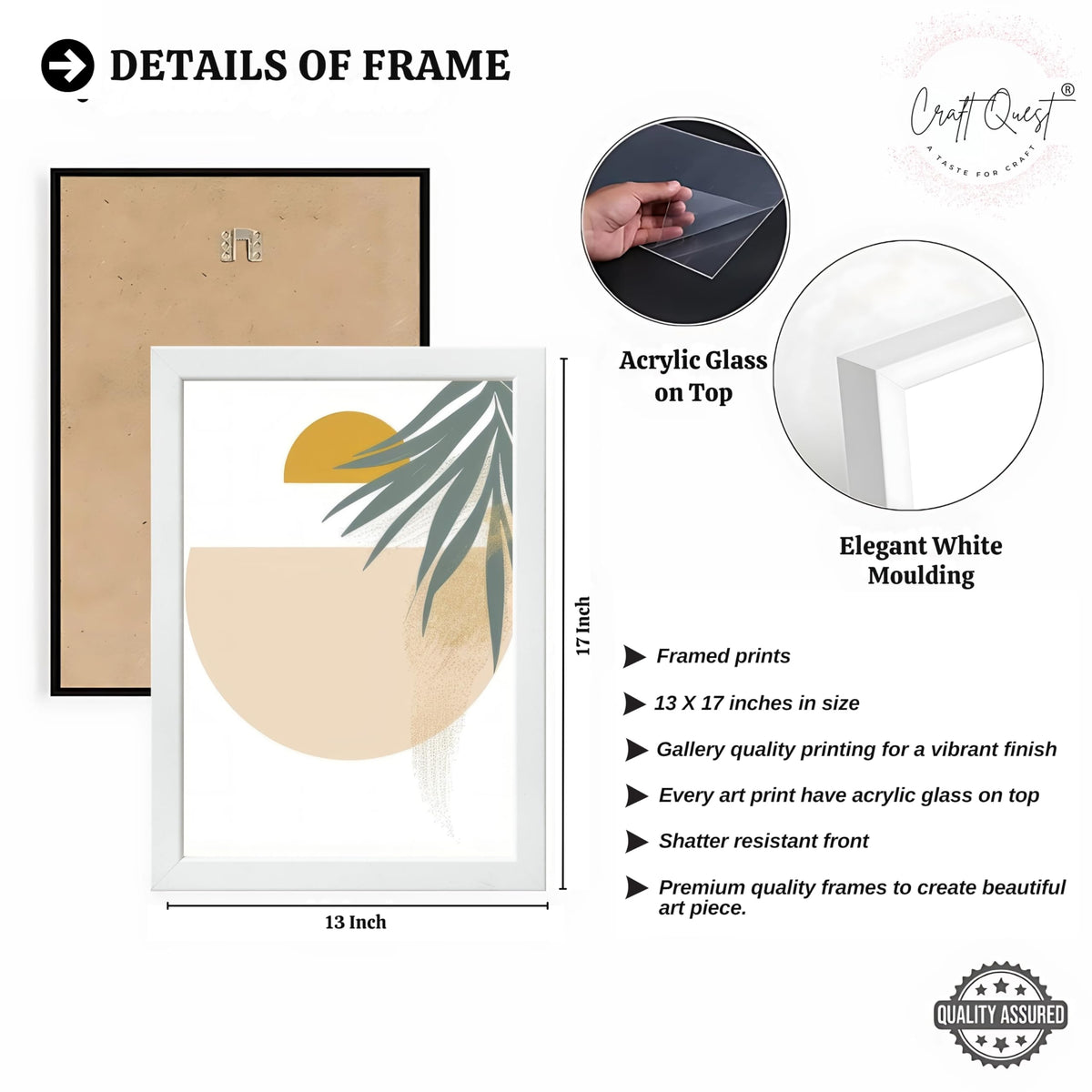 CRAFT QUEST SET OF 3 Abstract Paintings Modern Art | Set of 3 Frames for Home Decoration | Ideal for Living Room, Bedroom & Offices