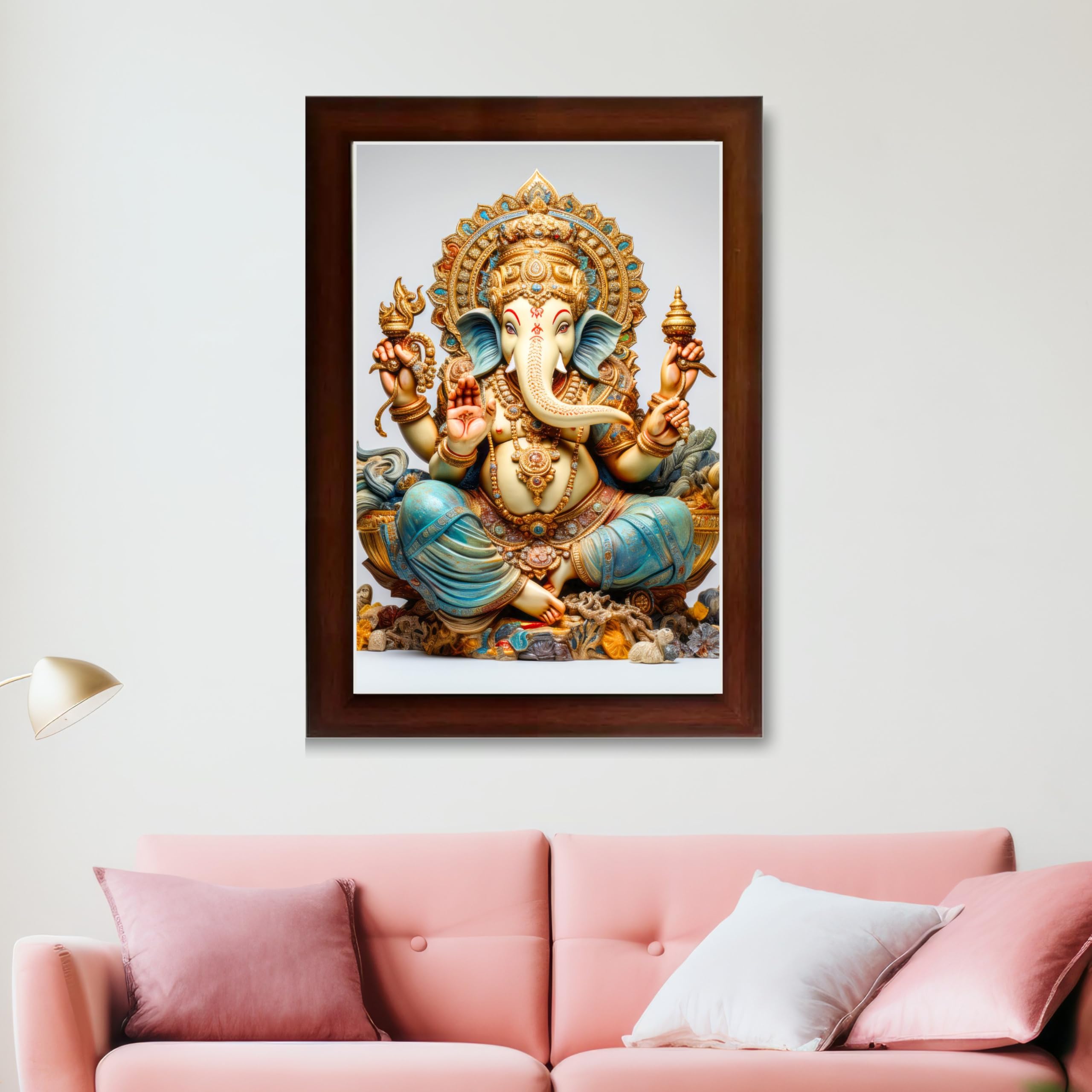 CRAFT QUEST Lord Ganpati Modern Wall Art Painting With Frame For Pooja, Home and Office Decor