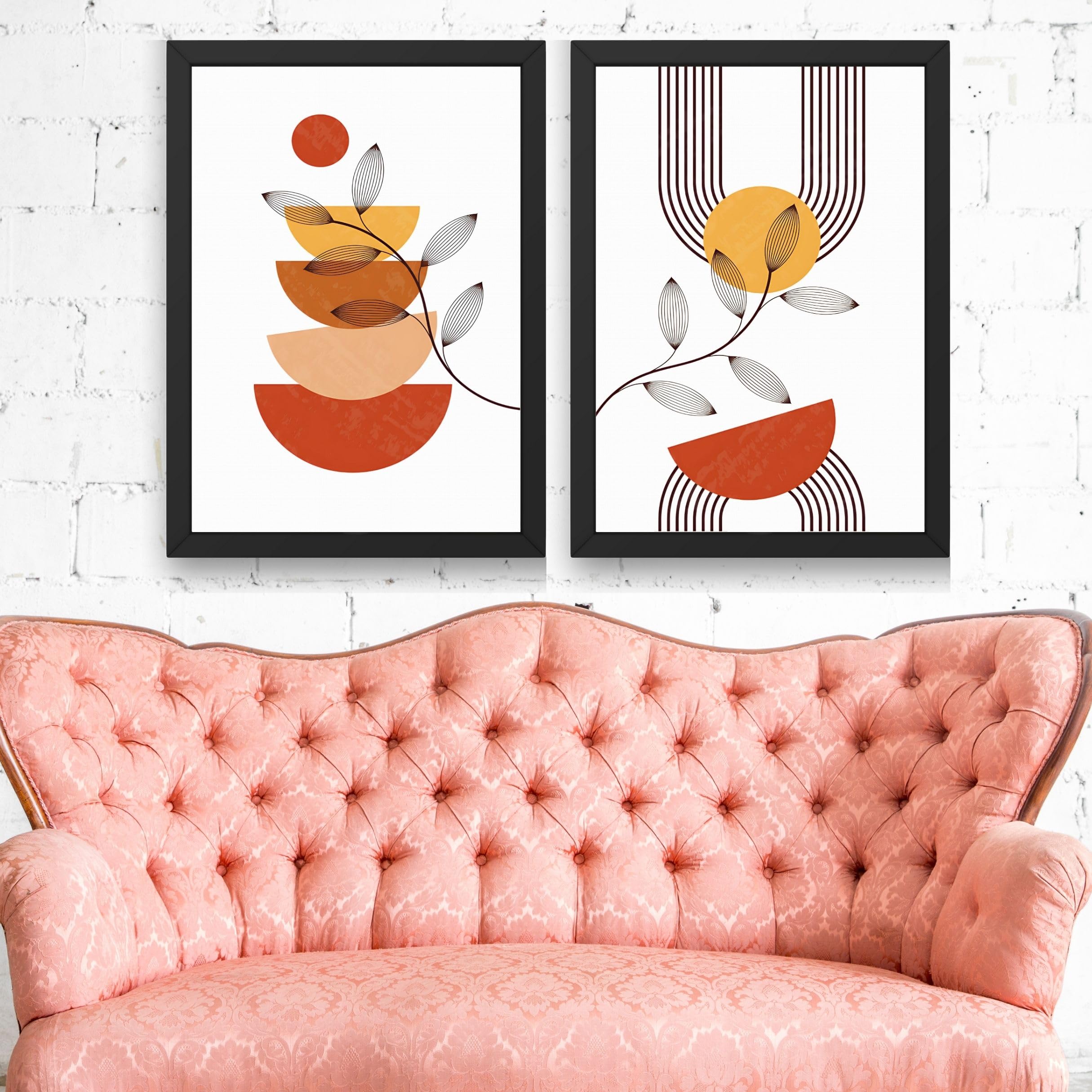 CRAFT QUEST Set of 2 piece Wall Art poster Frame Painting for Wall Decoration With Acrylic Glass, living room, Home, Restraunt, Office