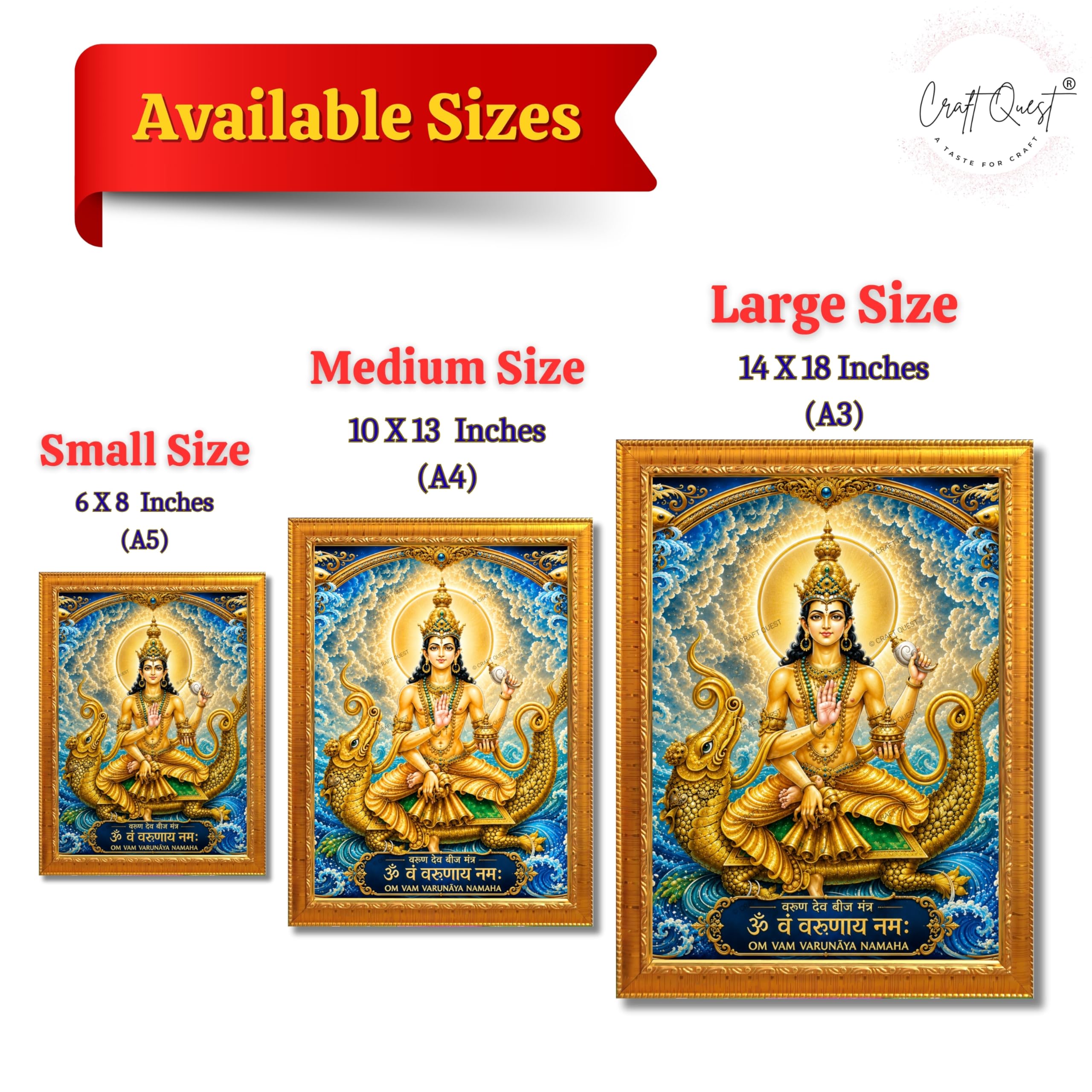 CRAFT QUEST Varun Dev photo frame for wall vastu | Jhulelal Ji Acrylic Photo Frame for Wall Decoration | Vastu Positive Energy Wall Art for Home, Office & Temple