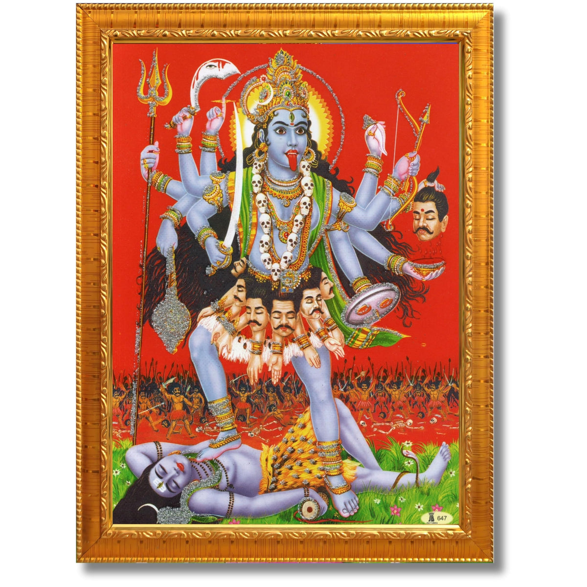 CRAFT QUEST Maha Kali Mata Ji Mahakali Shiv Shiva Wall Painting Framed Home Decor