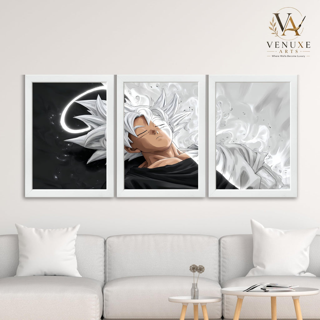 VENUXE ARTS Set Of 3 Anime Characters Wall Framed |Anime Characters Framed Poster for Living Room Bedroom Gaming Room Studio Wall Decor