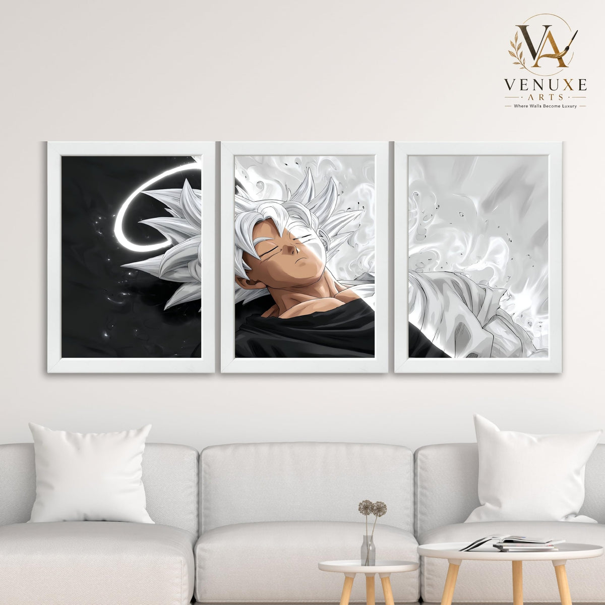 VENUXE ARTS Set Of 3 Anime Characters Wall Framed |Anime Characters Framed Poster for Living Room Bedroom Gaming Room Studio Wall Decor
