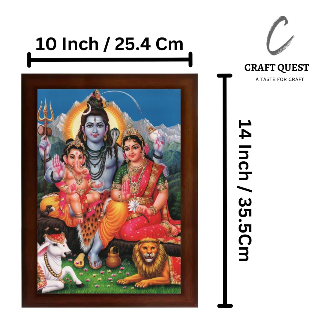 Craft Quest Shiv Parivar (Shiv Shankar, Maa Parvati, Ganesh and Kartikey) Religious Wood Photo Frames (Photoframe, Multicolour, 14 X 10 inch)