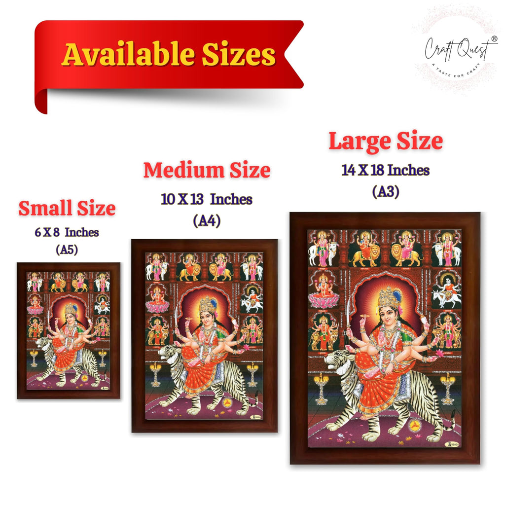 CRAFT QUEST Durga Mata Goddess Navadurga Navdurga Wall Painting Framed Home Décor
