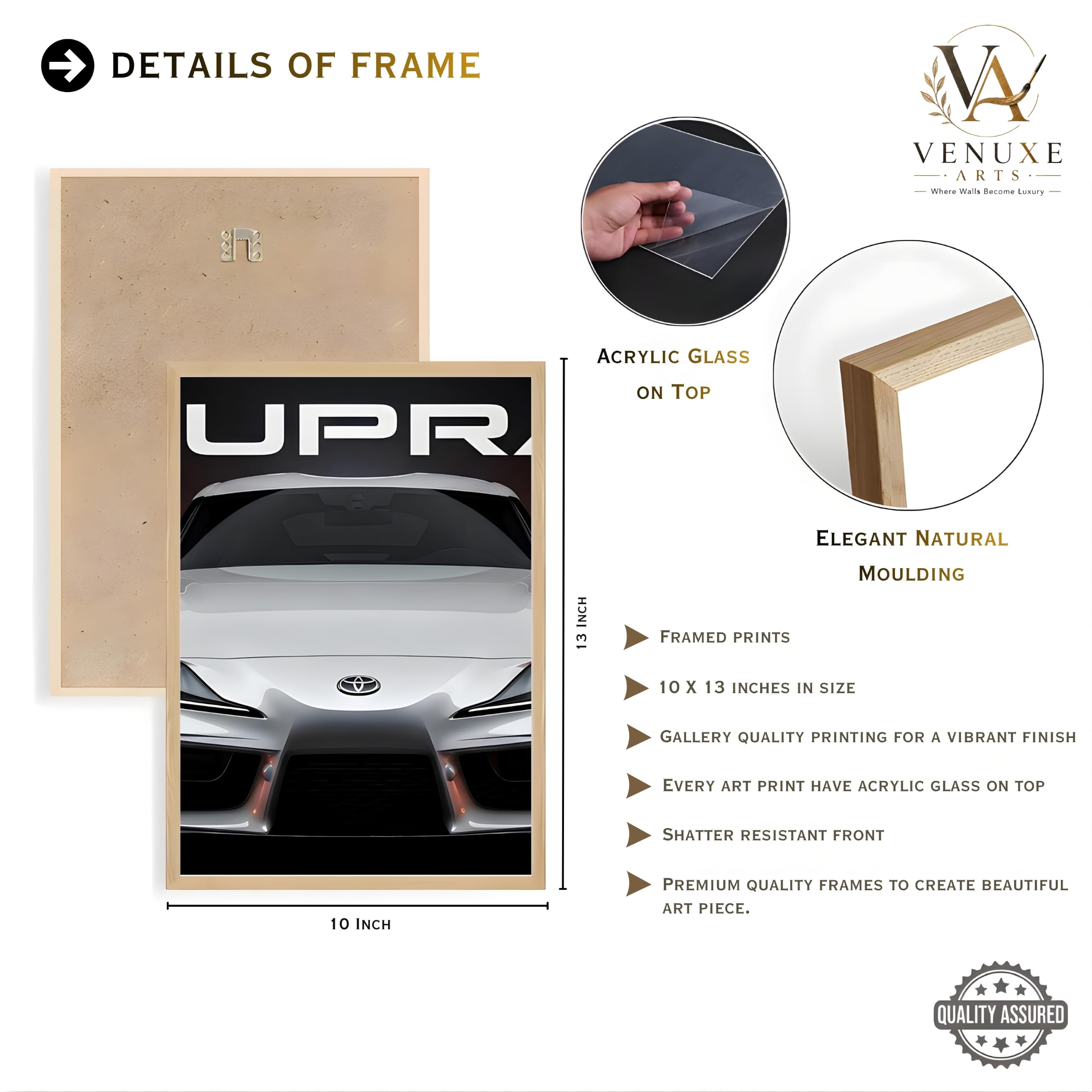 VENUXE ARTS Set Of 3 Big Sports Cars Framed Posters Gift Items for Boys Room Wall Decoration Bedroom Living Room Office Studio Décor | Car Poster Frame for Wall Décor
