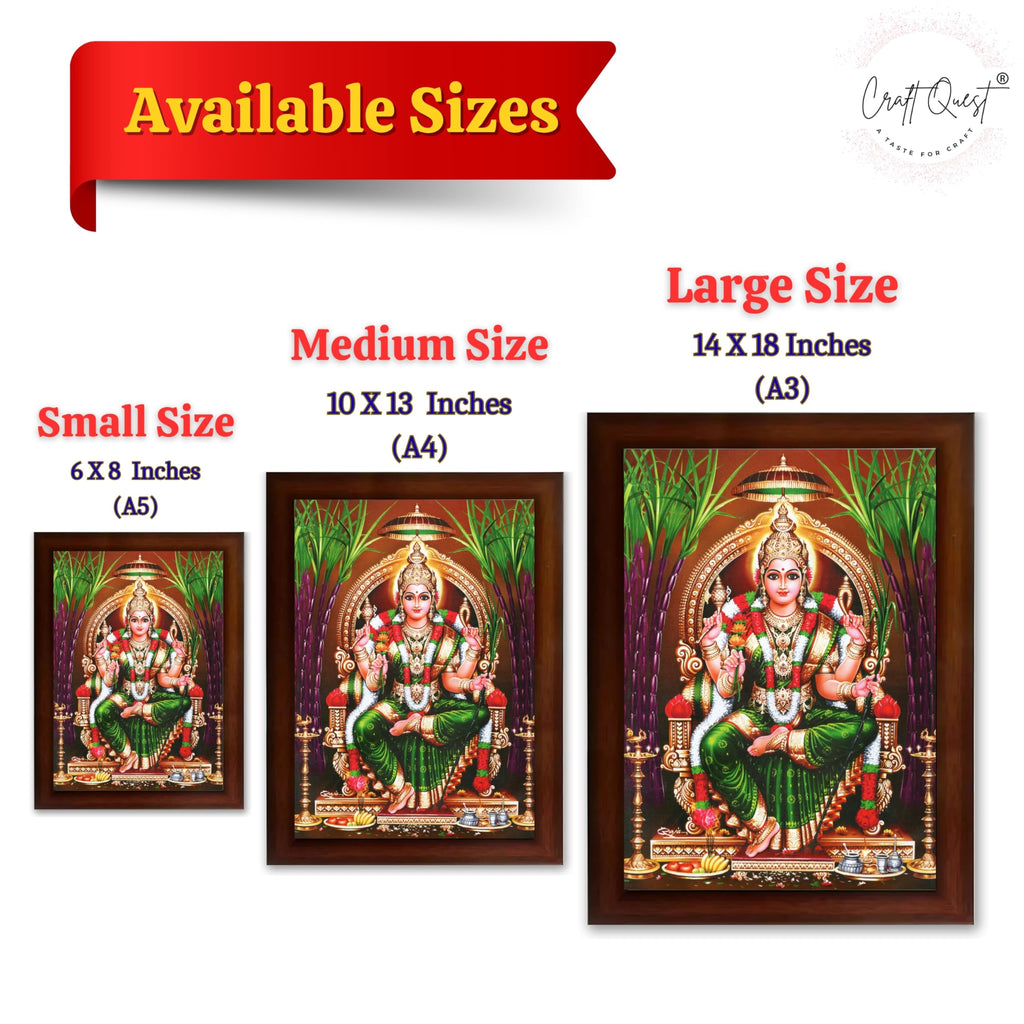 CRAFT QUEST Lalitha Devi for Pooja Tripura Sundari Mata Wall Painting Photo Framed | South God Picture Frame for Home, Office, Temple & Gifting, Decor