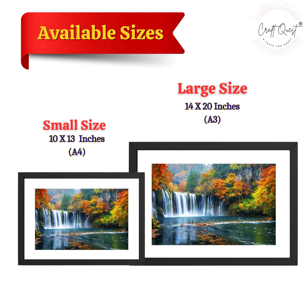 CRAFT QUEST Vastu Waterfall Landscape Scenery Photo Frame With Acrylic Sheet | Living Room, Bedroom | Home Decoration | Best Gifting Option