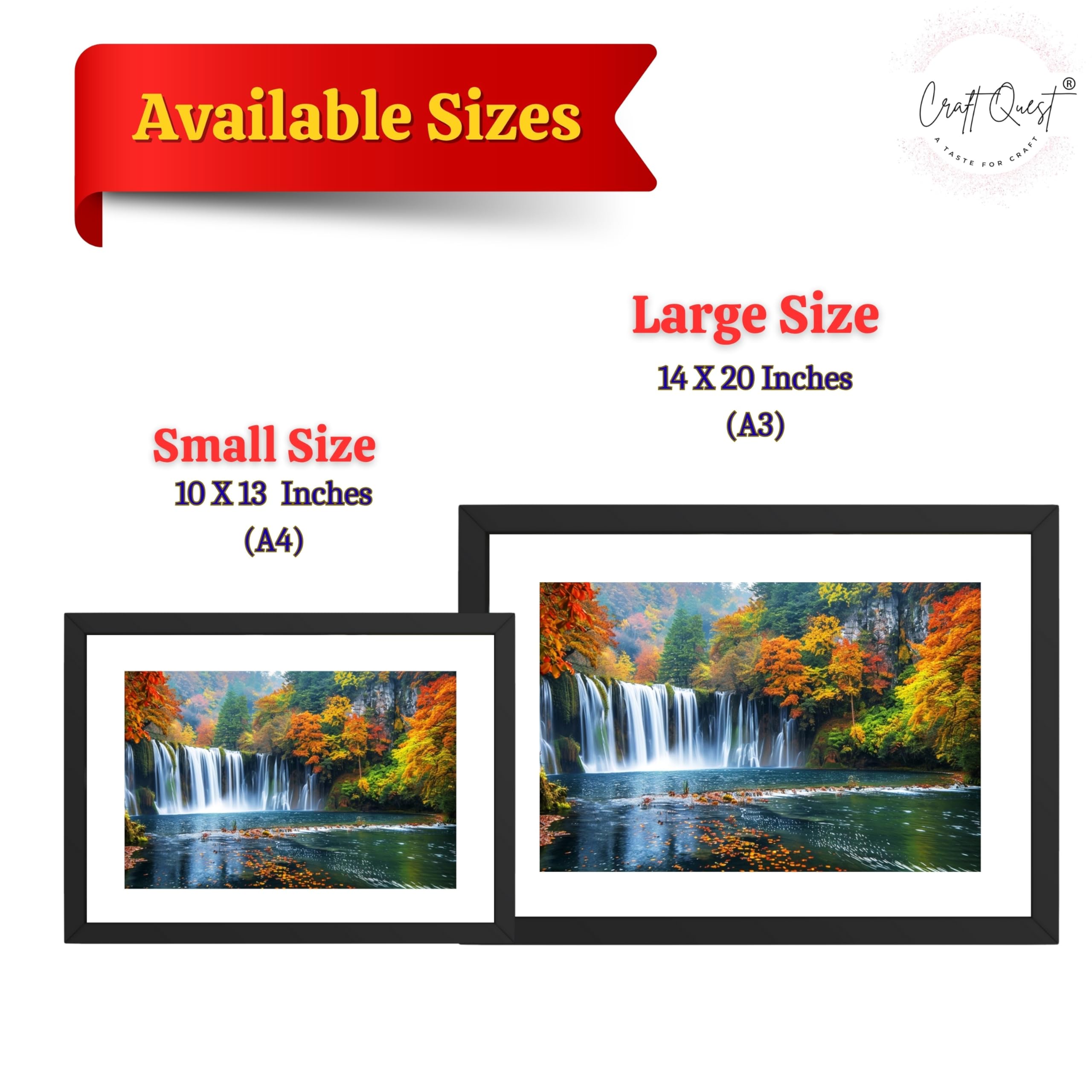 CRAFT QUEST Vastu Waterfall Landscape Scenery Photo Frame With Acrylic Sheet | Living Room, Bedroom | Home Decoration | Best Gifting Option