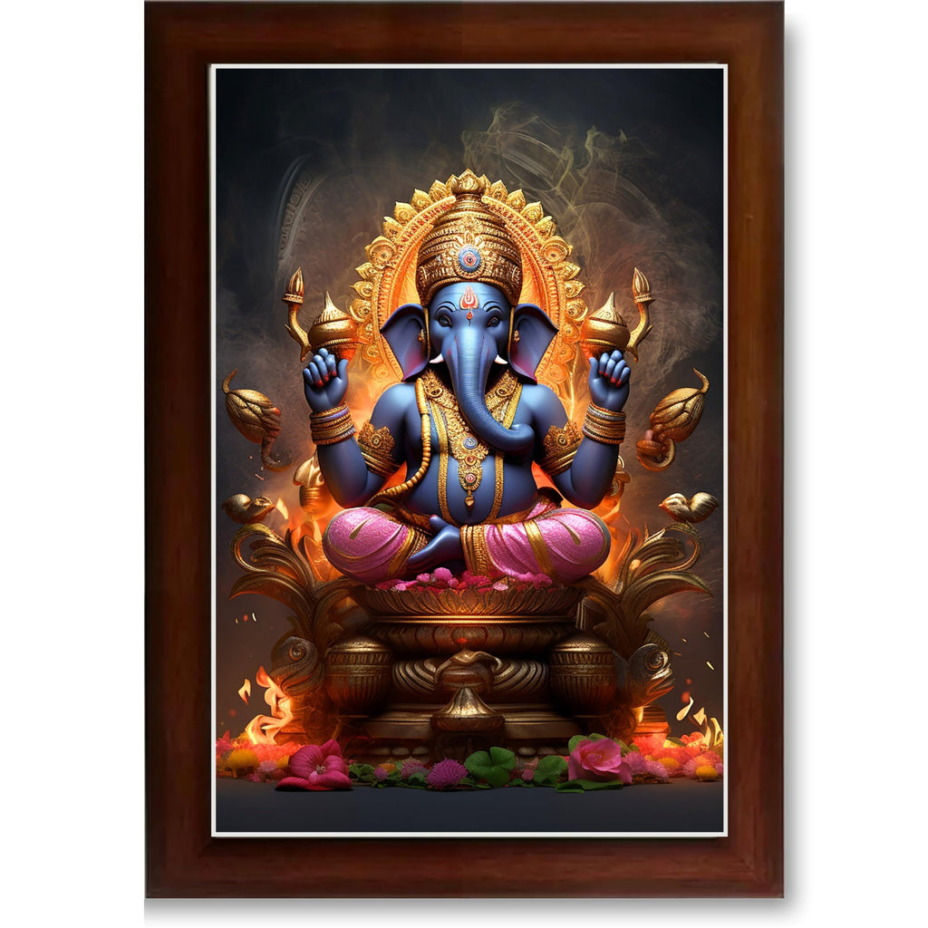 CRAFT QUEST God Ganpati Modern Wall Art Painting With Frame For Pooja,Office and Home Decor Item