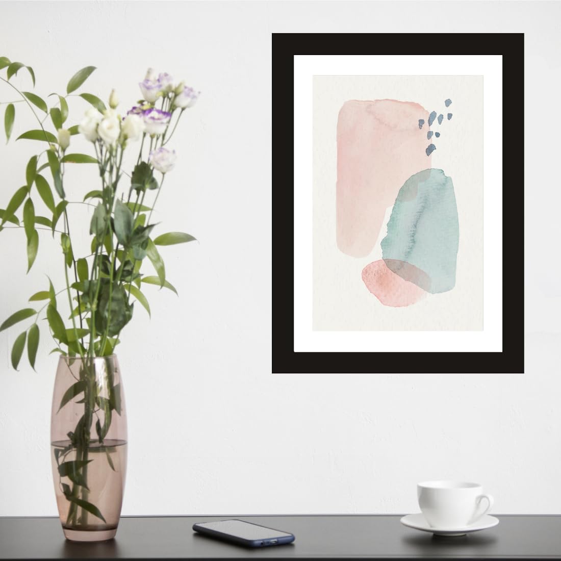 CRAFT QUEST Abstract Digital Modern Art Painting Poster Frame for Home & Office Wall Decoration - Portrait, Wall Display (Black, 14x10 Inch Frame)