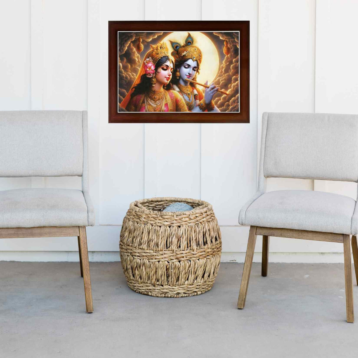CRAFT QUEST Radha Krishna Art Photo Framed Painting for Home and Bedroom Wall Decoration of Size 14X10 Inches with Frame And Acrylic Glass RK203