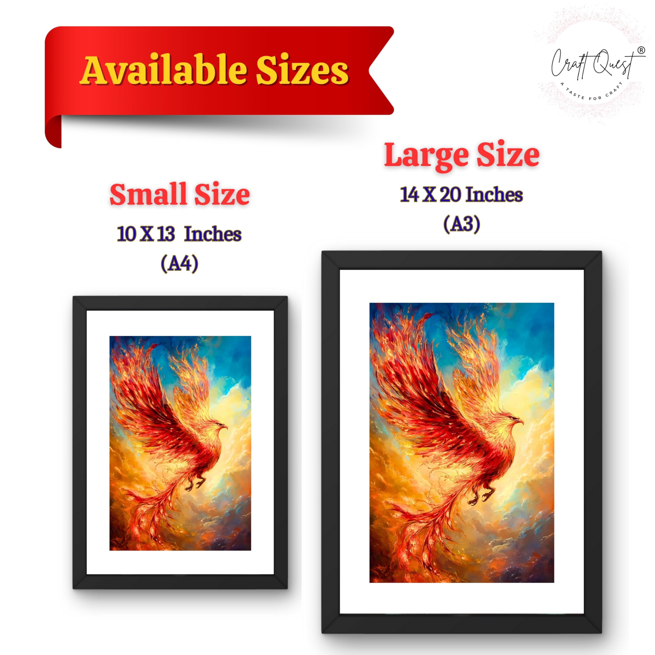 CRAFT QUEST Phoenix Bird Painting – Rising Phoenix Vastu Wall Art – Wall Decoration – Positive Energy Painting for Success, Growth & Spiritual Inspiration