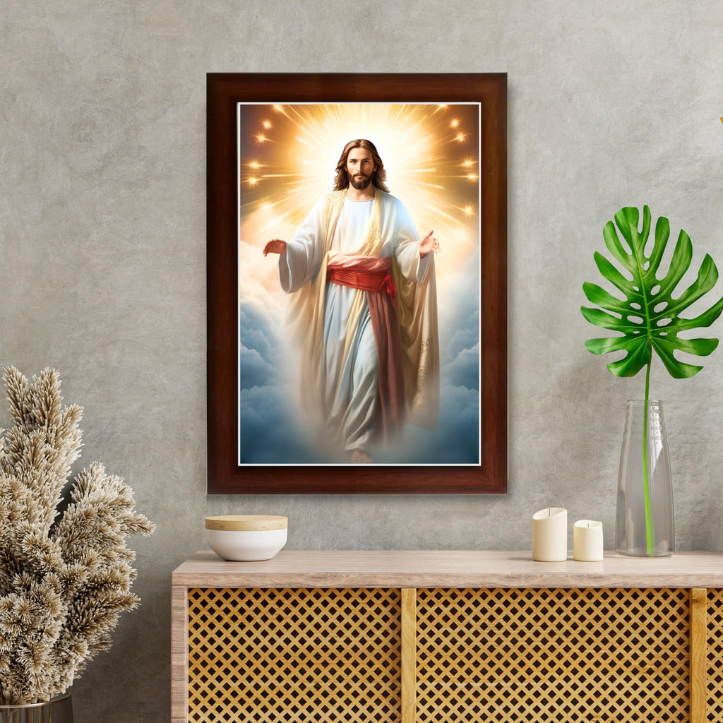 CRAFT QUEST Lord Jesus Christ Blessing Wall Artwork Wood Photo Frame Wall Hanging Gift Item