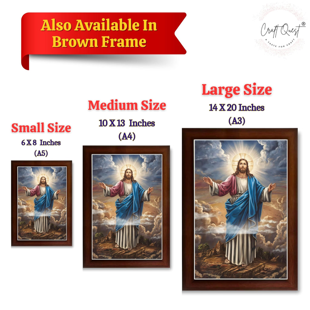 CRAFT QUEST Jesus Christ Photo with Frame, Jesus Painting, Christian Wall Frames Home and Décor