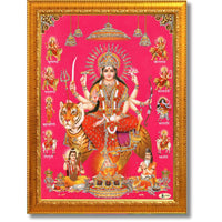 CRAFT QUEST Durga Maa Mata Goddess Nav Navadurga Navdurga Wall Painting Framed Home Décor