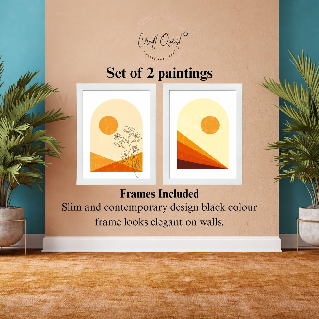 CRAFT QUEST Wall Art Decor Paintings | Set of 2 Floral Wall Art Frames for Home Decoration | Perfect for Living Room, Bedroom & Office