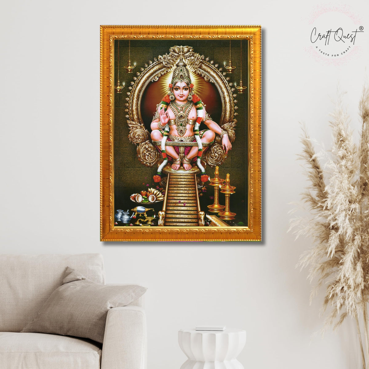 CRAFT QUEST Lord Swami Ayyappa Swamy Ayyappan Iyyappan South photo Frame For Wall Painting,Temple, Pooja, Home Décor Items