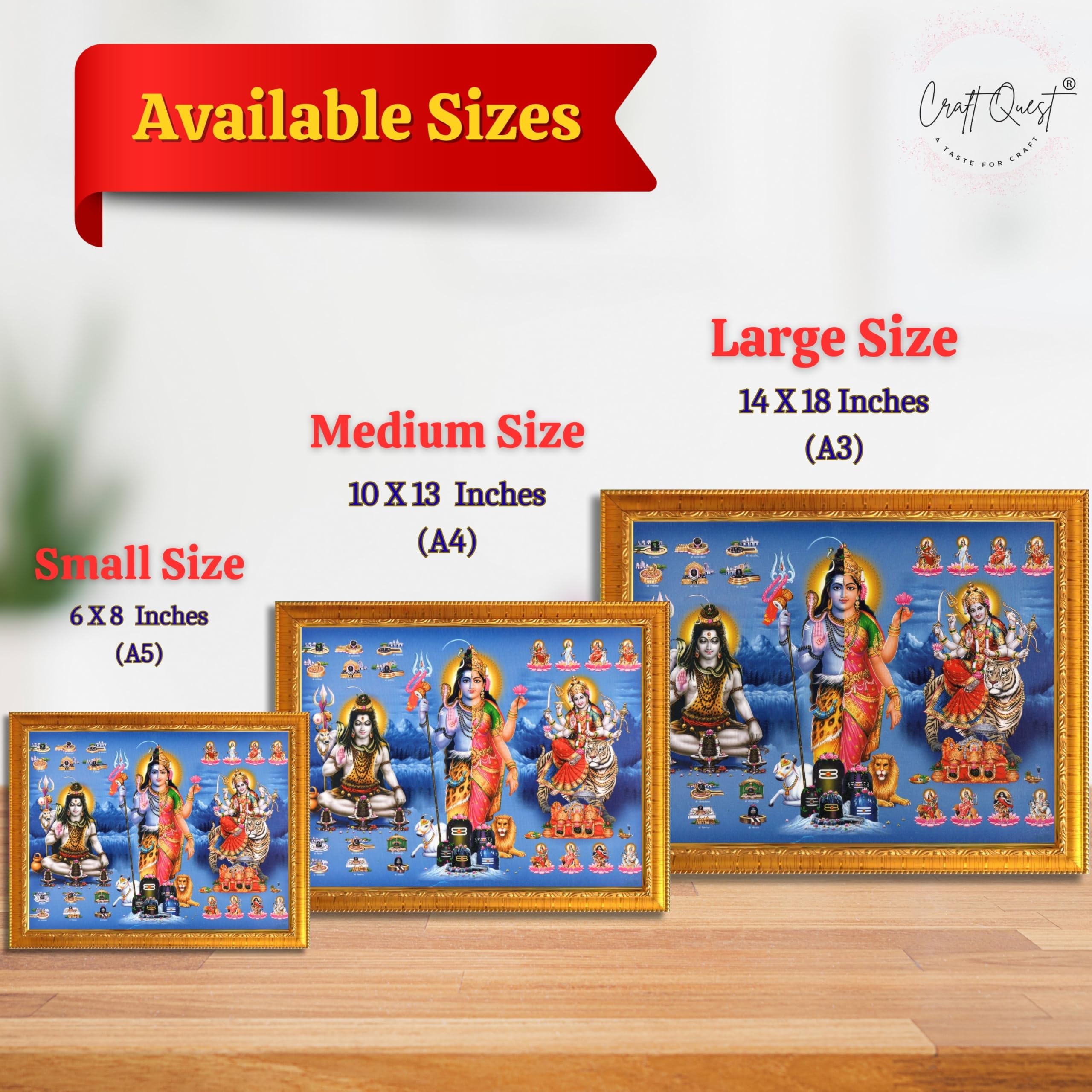 CRAFT QUEST Ardhanarishvara Arthanareeswara Shiv Parvati Photo Frame | Spiritual Framed | Ideal for Home, Office, Temple & Puja Room, Wall Decor