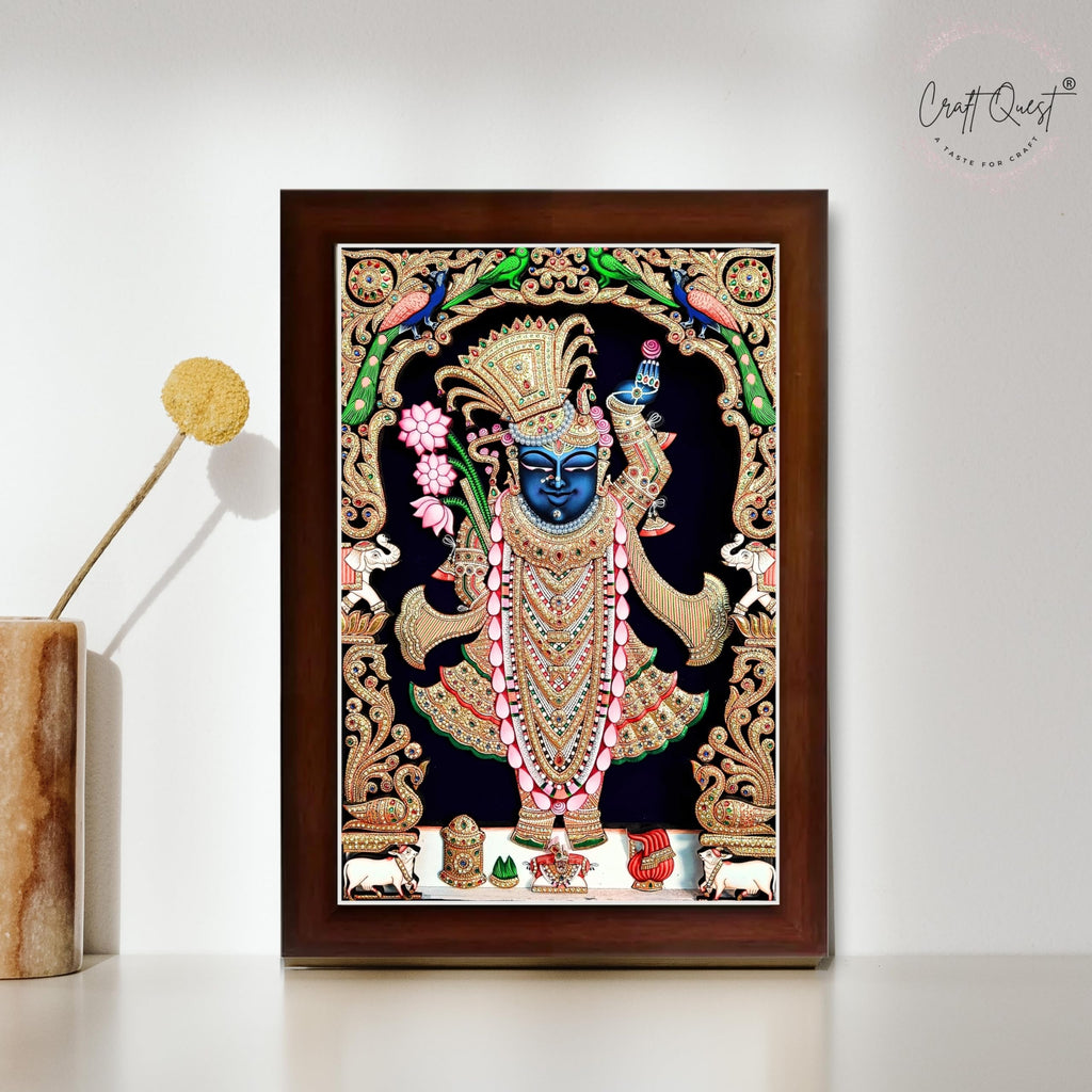 CRAFT QUEST Shrinathji Photo with Frame | Shreenathji Photo with Frame Religious Framed Painting
