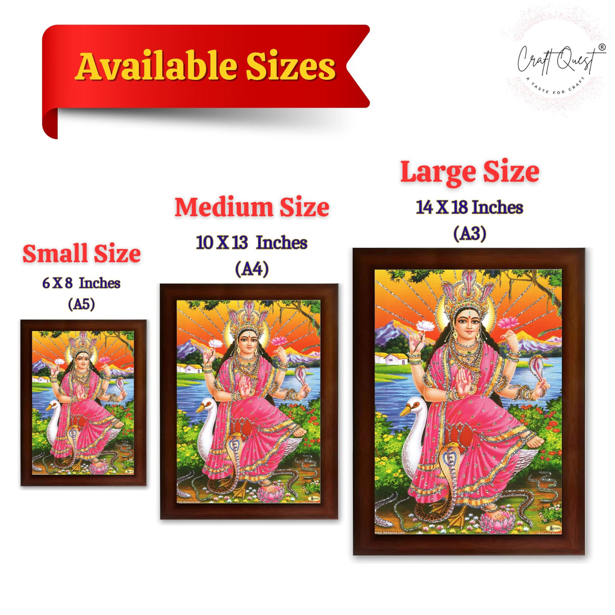 CRAFT QUEST Maa Mansa/Maa Mansani/Maa Nag Devi Photo Frame Wall Painting Home Decor wooden framed