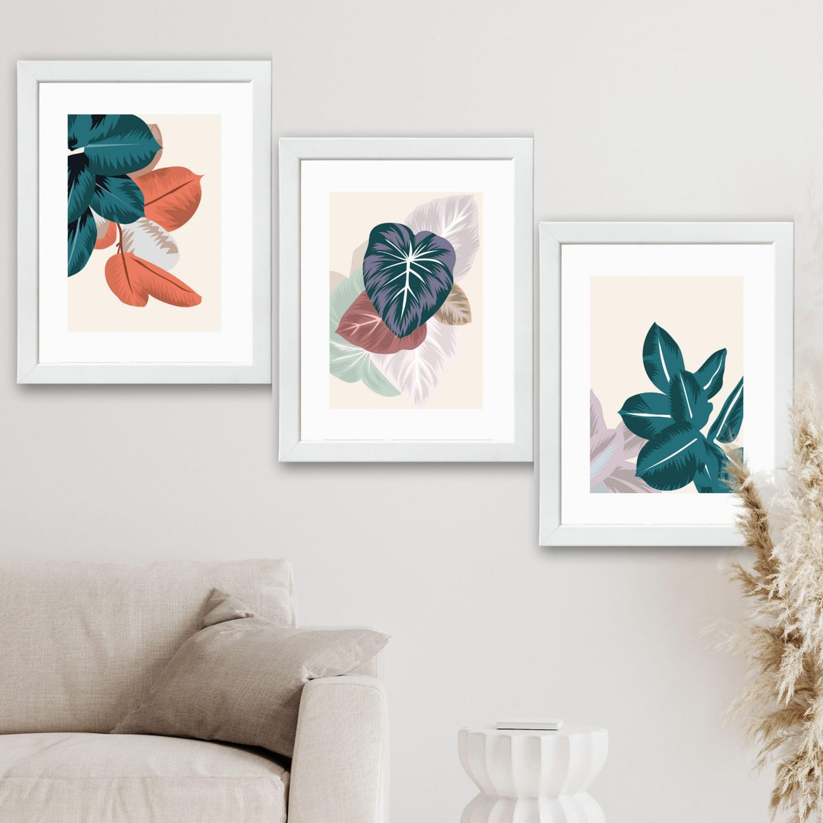 CRAFT QUEST Wall Art Decor Paintings | Set of 3 FLORAL Wall Art Frames for Home Decoration | Ideal for Living Room, Bedroom & Offices