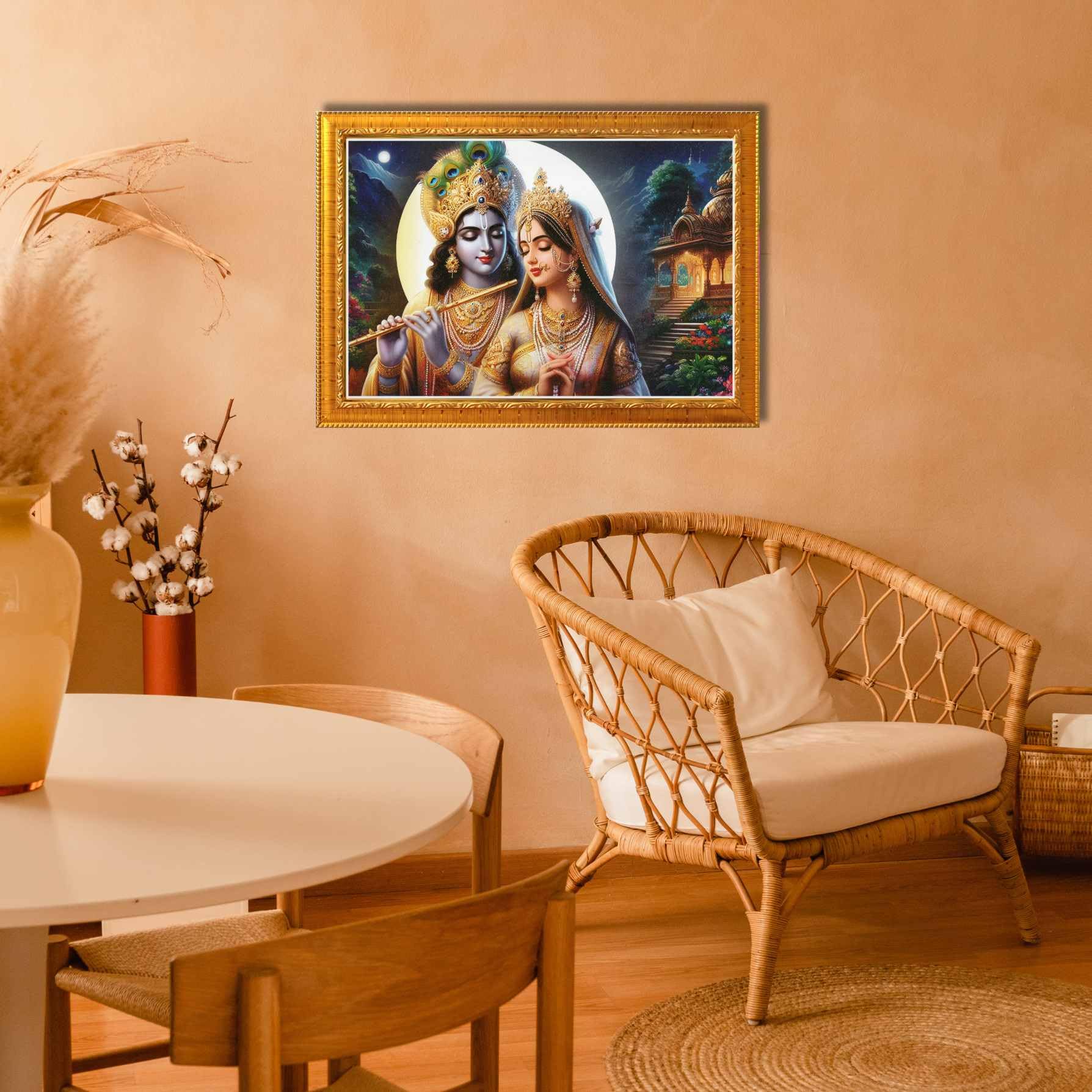CRAFT QUEST Radha Krishna Art Photo Framed Painting for Home and Bedroom Wall Decoration of Size 14X10 Inches with Frame And Acrylic Glass RK204