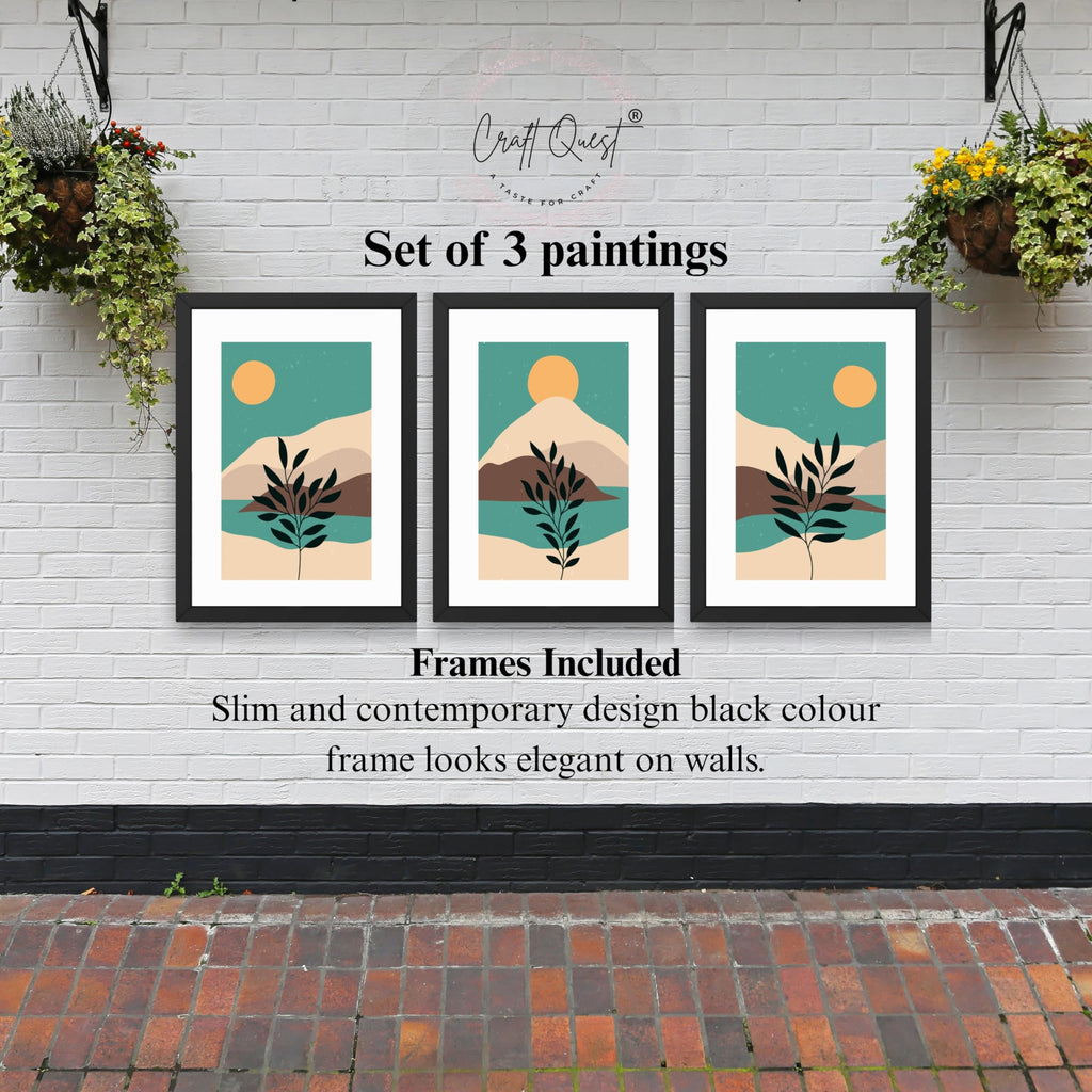 CRAFT QUEST Wall Art Decor Paintings | Set of 3 Wall Art Frames for Home Decoration | Ideal for Living Room, Bedroom & Office