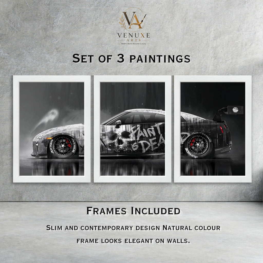VENUXE ARTS Set Of 3 Big Sports Cars Framed Posters Gift Items for Boys Room Wall Decoration Bedroom Living Room Office Studio Décor | Car Poster Frame for Wall Décor