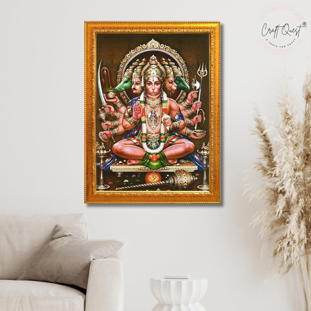 CRAFT QUEST Lord Hanuman Ji Hanumanji Jai Bajrangbali Bajrang Photo Frame For Home Décor, Temple, Pooja Room, Wall, Gift Items