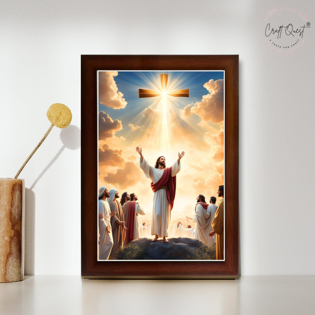 CRAFT QUEST Jesus Christ Photo Frame Spiritual Christian Wall Décor Item for Room and Prayer