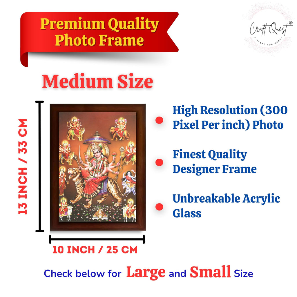 CRAFT QUEST Durga Maa Mata Goddess Nav Navadurga Navdurga Wall Painting Photo Framed, Blessing Hindu Wall Decor