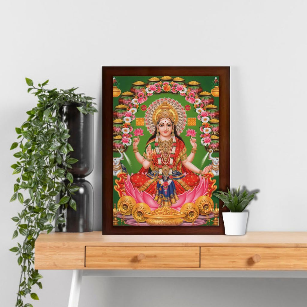 CRAFT QUEST Goddess Lakshmi Devi Dhana Vaibhav Laxmi Maa Wall Painting Frame Home Decor