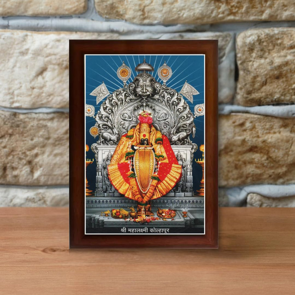 CRAFT QUEST Goddess MahaLakshmi Devi Kolhapur Wall Painting Frame with Acrylic glass Home Decor