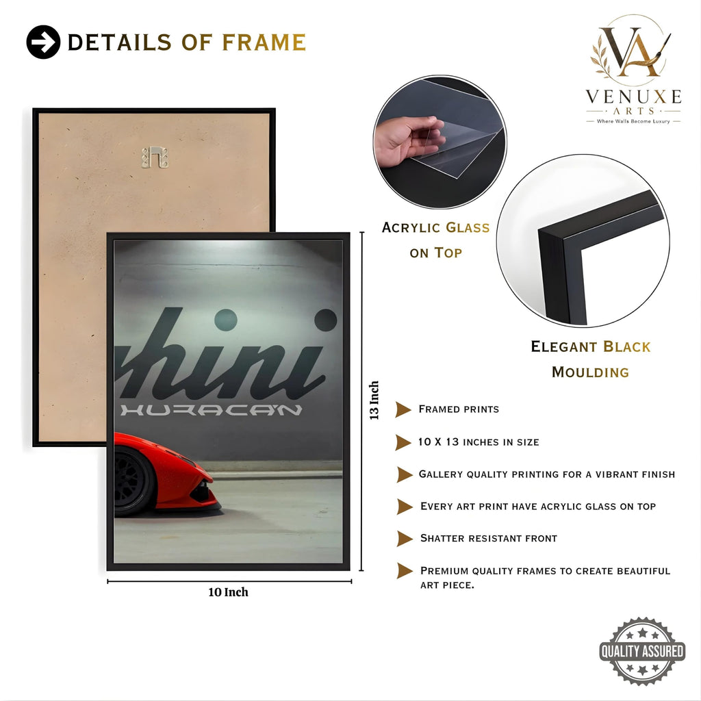 VENUXE ARTS Set Of 3 Big Sports Cars Framed Posters Gift Items for Boys Room Wall Decoration Bedroom Living Room Office Studio Décor | Car Poster Frame for Wall Décor