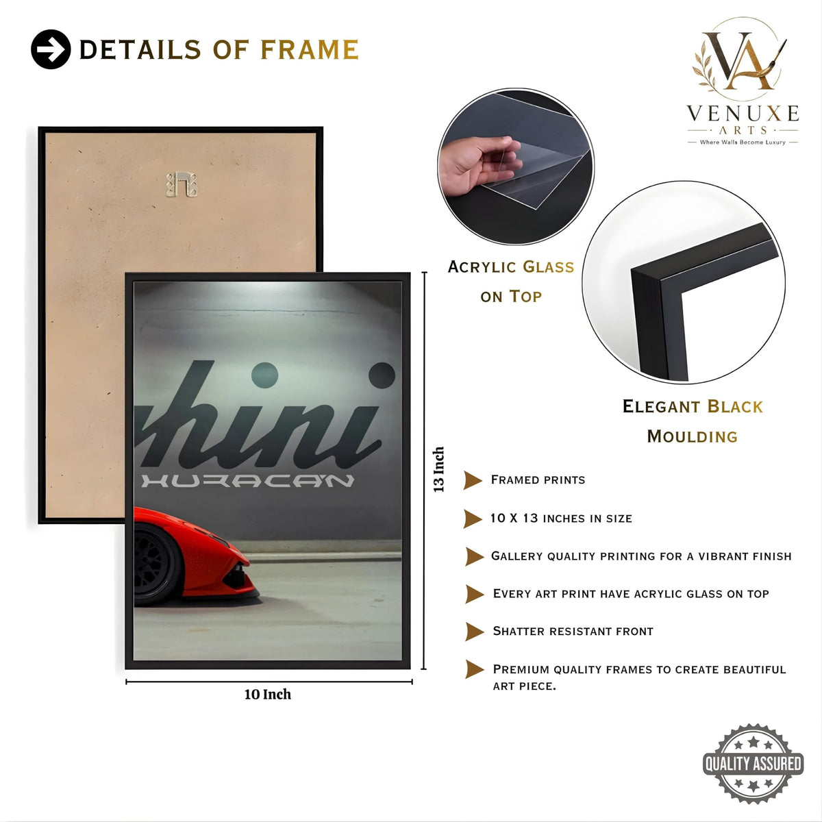 VENUXE ARTS Set Of 3 Big Sports Cars Framed Posters Gift Items for Boys Room Wall Decoration Bedroom Living Room Office Studio Décor | Car Poster Frame for Wall Décor