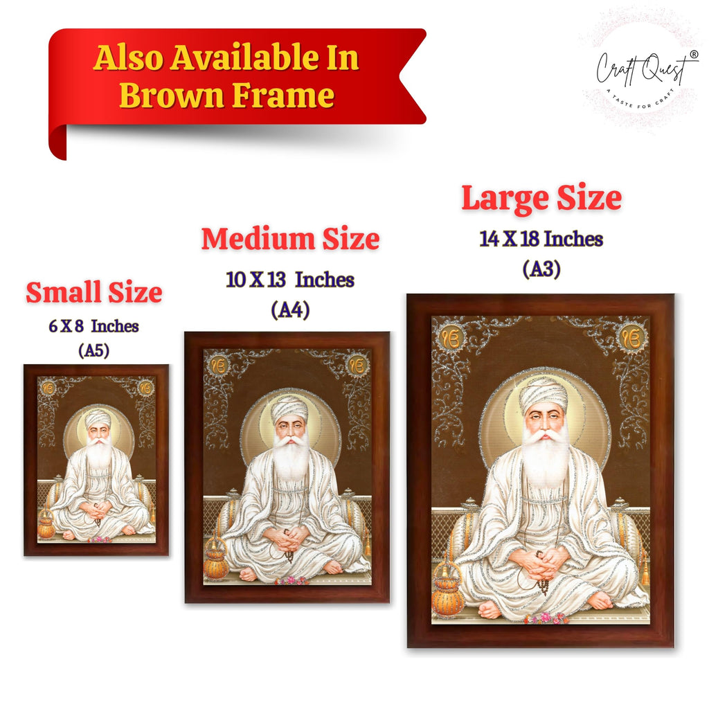 CRAFT QUEST Satnam Waheguru Ji Photo Frame Sikh Guru Photo for Home Decor Religious Painting Decorative Artwork Gift Frame