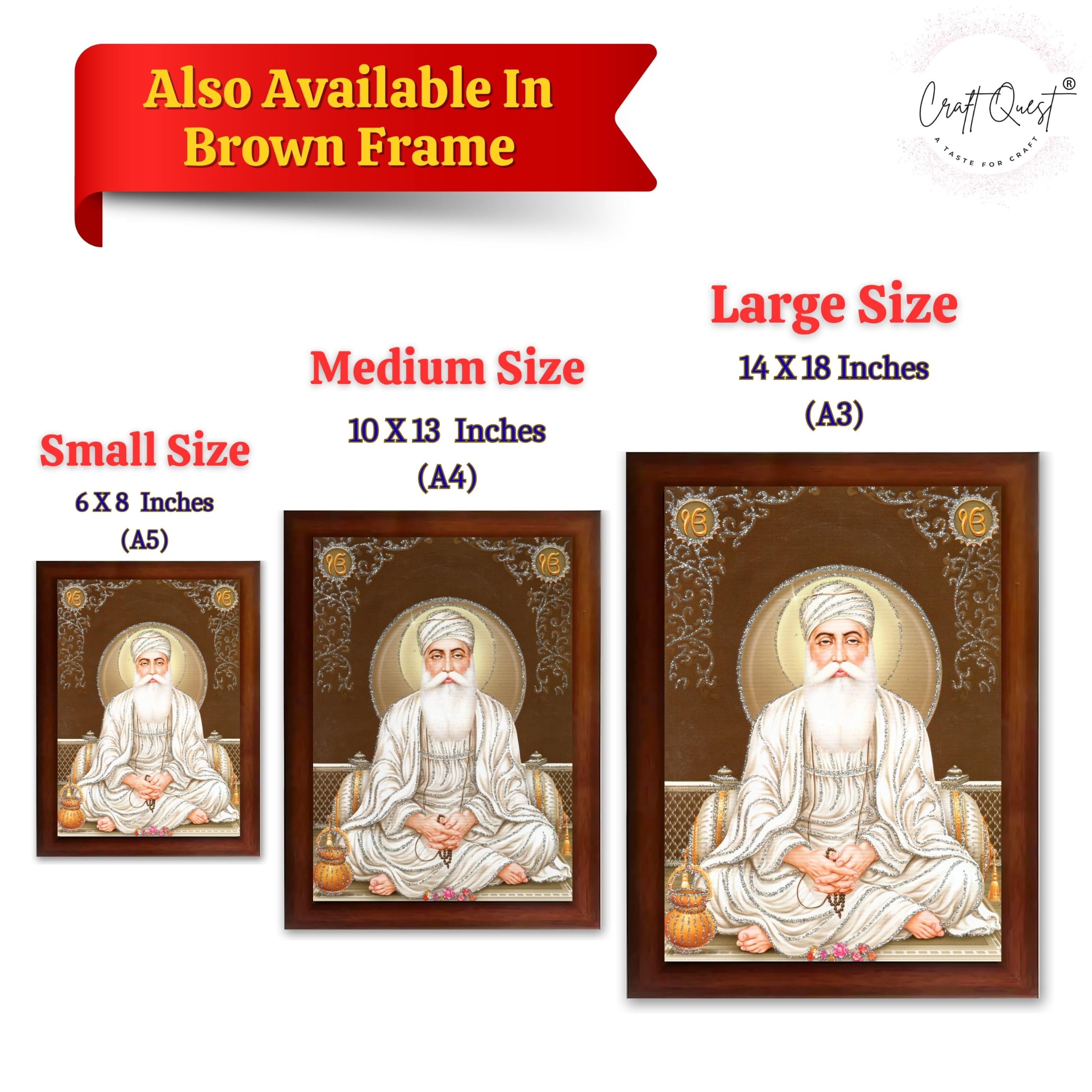 CRAFT QUEST Satnam Waheguru Ji Photo Frame Sikh Guru Photo for Home Decor Religious Painting Decorative Artwork Gift Frame
