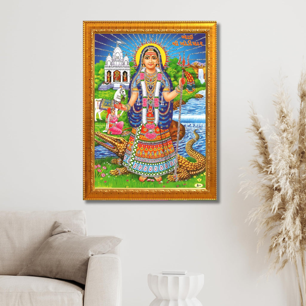CRAFT QUEST Khodiyar Maa Mata Wall Painting Framed Home Décor wooden framed