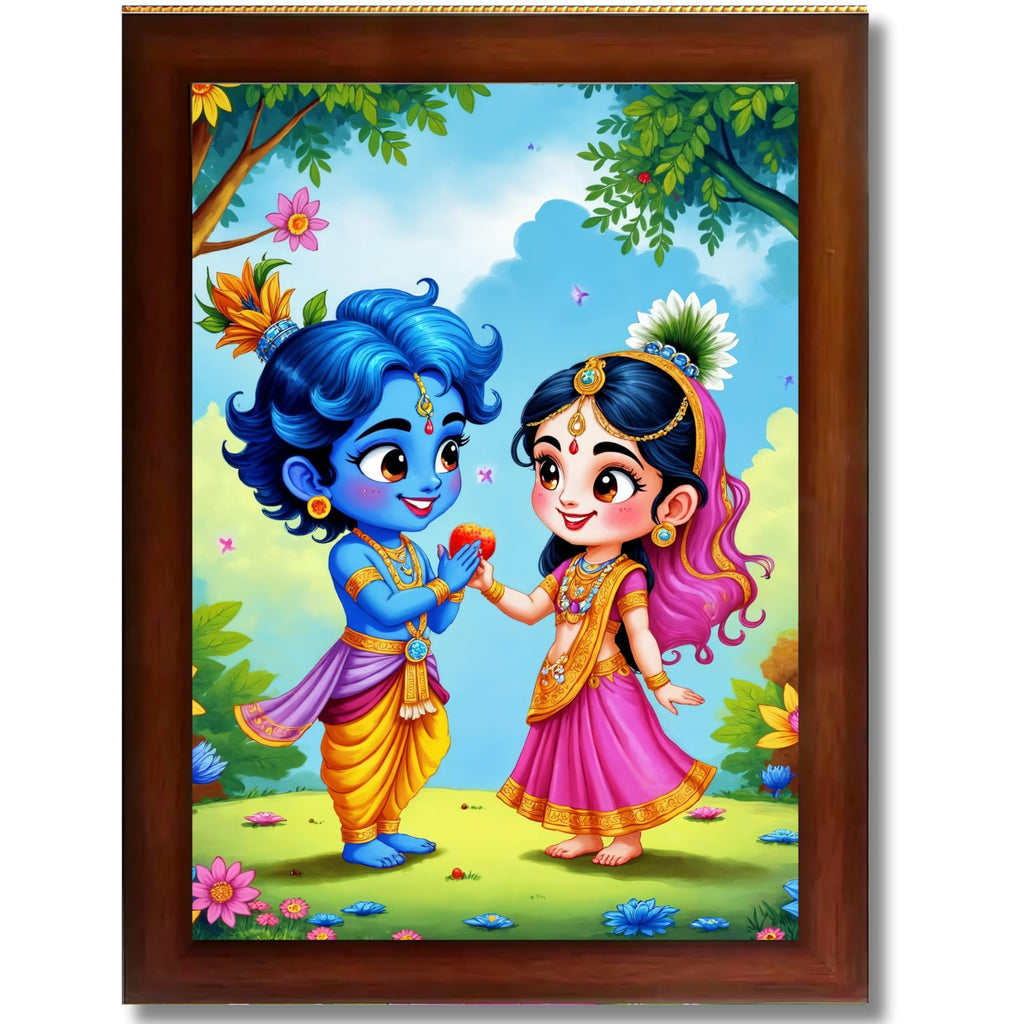 CRAFT QUEST Cute Bal Gopal HD Print | Bal Krishna Frame for Home Temple, Office Desk, Car Dashboard