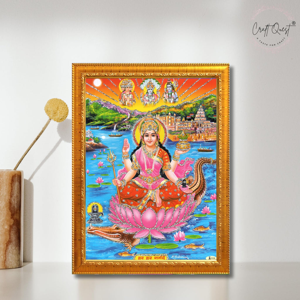 CRAFT QUEST Mata Narmada Maa Narmada Photo frame | Acrylic, Lightweight | Hindu God Spiritual Framed | Ideal for Home, Office, Temple & Puja Room, Wall Decor
