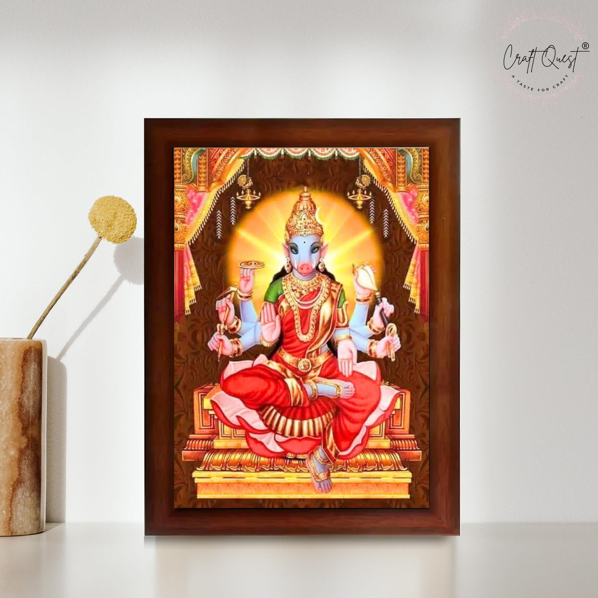 CRAFT QUEST God Varahi Amman Photo Varahi Wall Painting Photo Frame With Acrylic Glass| South Devi God Frame for Home, Office, Temple & Gifting